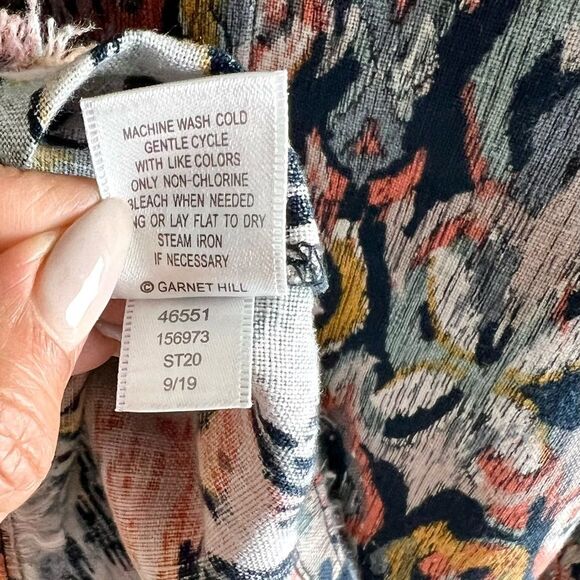 Garnet Hill Linen Dress Fringe Hem A-line Midi Dress - Picture 7 of 8